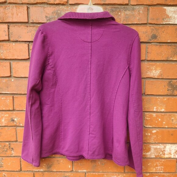 Neon Buddha Women's Purple Button-Up Jacket Knit Pockets Long Sleeve Size S - Picture 2 of 6
